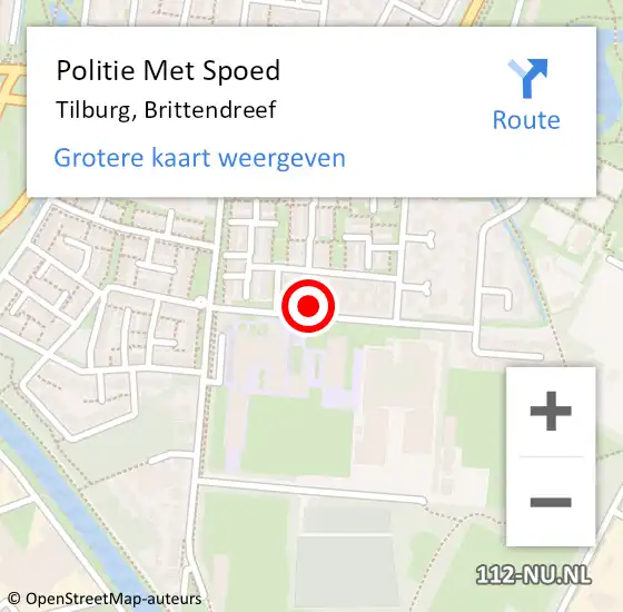 Locatie op kaart van de 112 melding: Politie Met Spoed Naar Tilburg, Brittendreef op 18 juni 2024 12:30