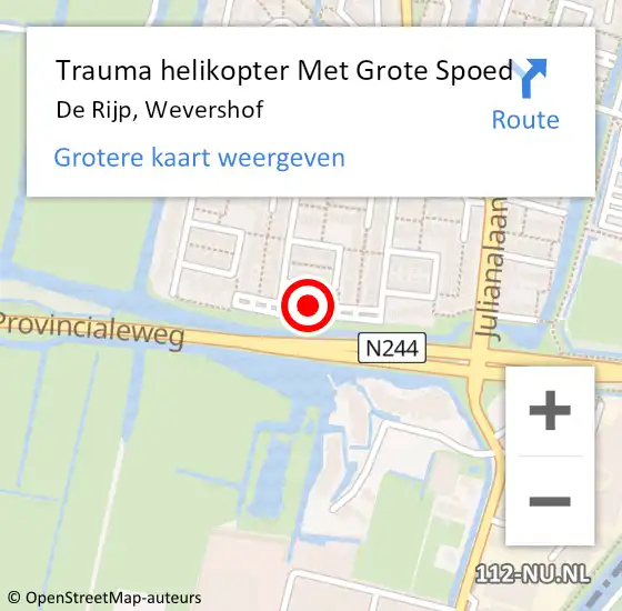 Locatie op kaart van de 112 melding: Trauma helikopter Met Grote Spoed Naar De Rijp, Wevershof op 18 juni 2024 12:45