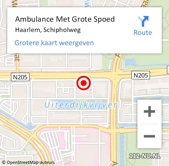 Locatie op kaart van de 112 melding: Ambulance Met Grote Spoed Naar Haarlem, Schipholweg op 18 juni 2024 13:04