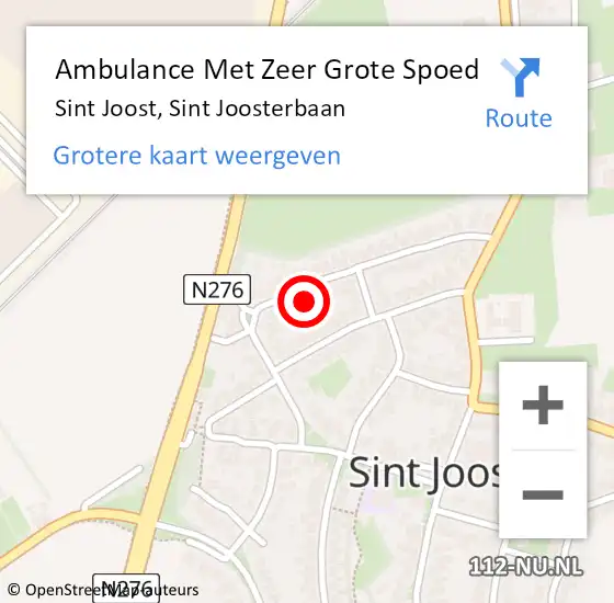 Locatie op kaart van de 112 melding: Ambulance Met Zeer Grote Spoed Naar Sint Joost, Sint Joosterbaan op 18 juni 2024 13:10