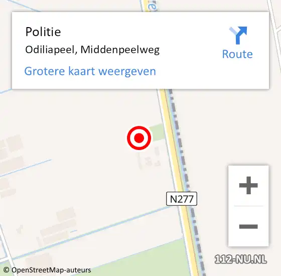 Locatie op kaart van de 112 melding: Politie Odiliapeel, Middenpeelweg op 18 juni 2024 13:18