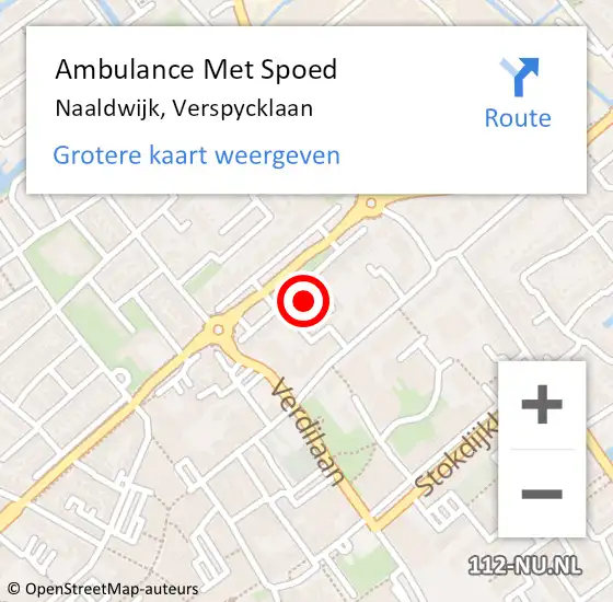 Locatie op kaart van de 112 melding: Ambulance Met Spoed Naar Naaldwijk, Verspycklaan op 18 juni 2024 13:27