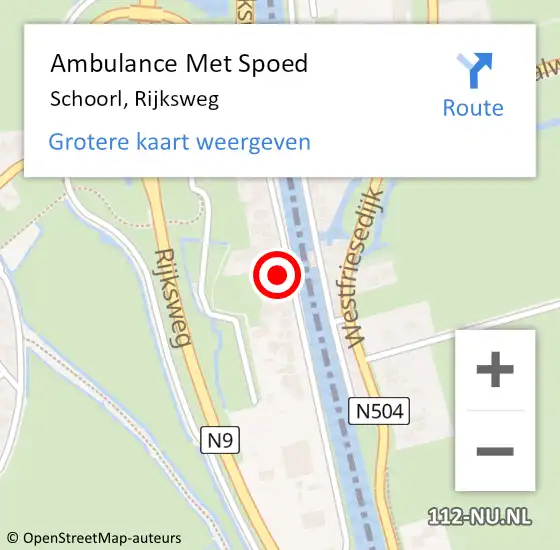 Locatie op kaart van de 112 melding: Ambulance Met Spoed Naar Schoorl, Rijksweg op 18 juni 2024 13:29