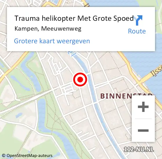 Locatie op kaart van de 112 melding: Trauma helikopter Met Grote Spoed Naar Kampen, Meeuwenweg op 18 juni 2024 13:34