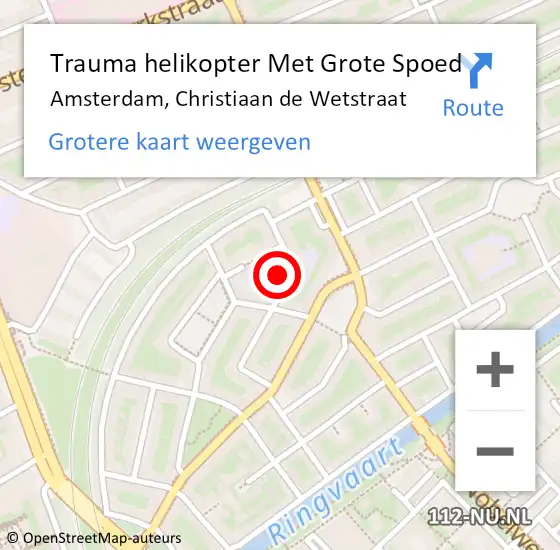Locatie op kaart van de 112 melding: Trauma helikopter Met Grote Spoed Naar Amsterdam, Christiaan de Wetstraat op 18 juni 2024 13:36