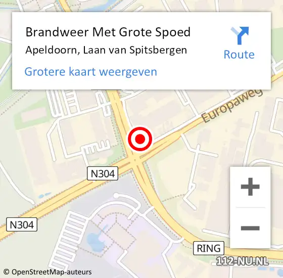 Locatie op kaart van de 112 melding: Brandweer Met Grote Spoed Naar Apeldoorn, Laan van Spitsbergen op 18 juni 2024 13:39