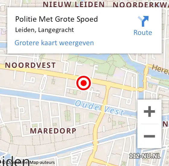 Locatie op kaart van de 112 melding: Politie Met Grote Spoed Naar Leiden, Langegracht op 18 juni 2024 13:48