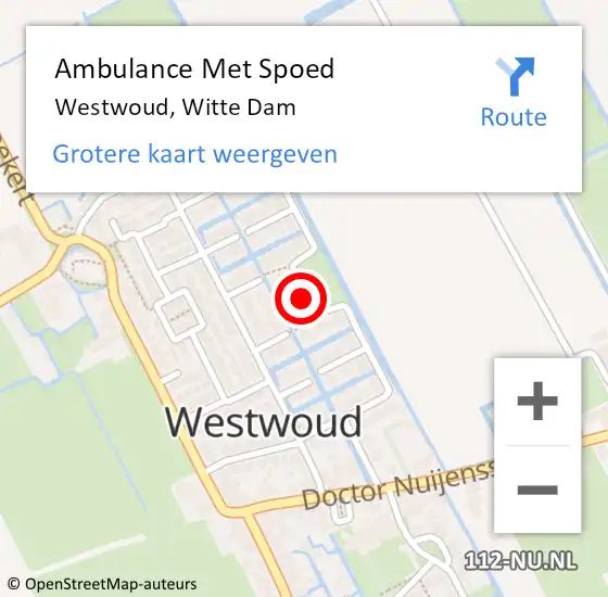 Locatie op kaart van de 112 melding: Ambulance Met Spoed Naar Westwoud, Witte Dam op 9 oktober 2014 21:25