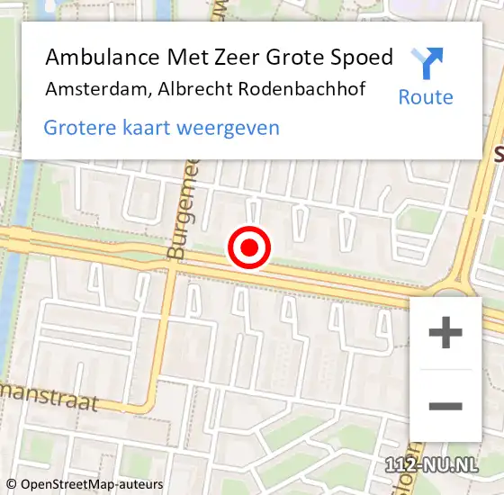 Locatie op kaart van de 112 melding: Ambulance Met Zeer Grote Spoed Naar Amsterdam, Albrecht Rodenbachhof op 18 juni 2024 14:01
