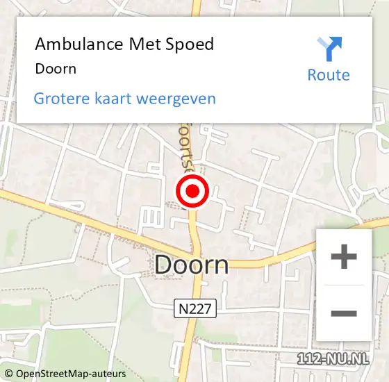 Locatie op kaart van de 112 melding: Ambulance Met Spoed Naar Doorn op 18 juni 2024 14:07