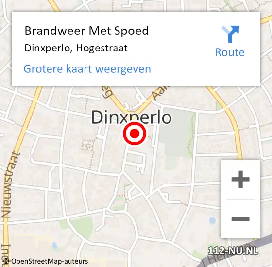 Locatie op kaart van de 112 melding: Brandweer Met Spoed Naar Dinxperlo, Hogestraat op 18 juni 2024 14:14