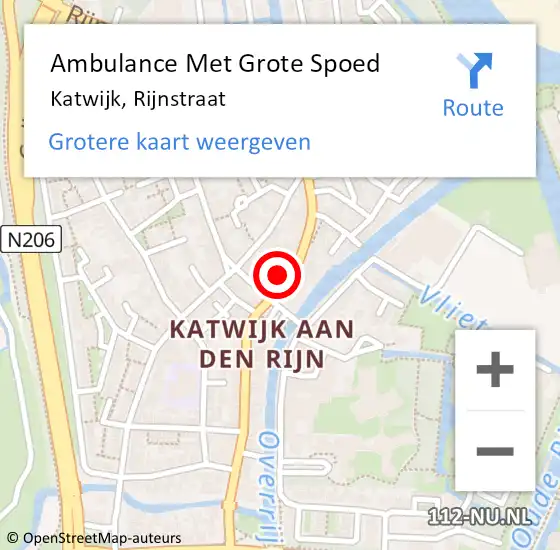 Locatie op kaart van de 112 melding: Ambulance Met Grote Spoed Naar Katwijk, Rijnstraat op 18 juni 2024 14:19