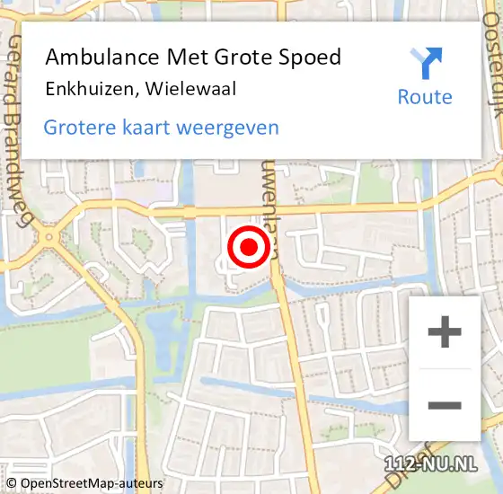 Locatie op kaart van de 112 melding: Ambulance Met Grote Spoed Naar Enkhuizen, Wielewaal op 18 juni 2024 14:34