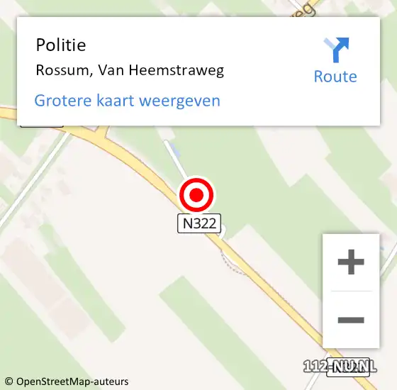 Locatie op kaart van de 112 melding: Politie Rossum, Van Heemstraweg op 18 juni 2024 14:36