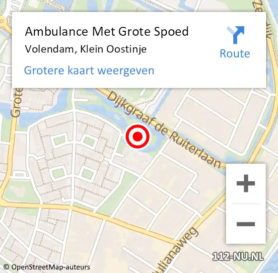 Locatie op kaart van de 112 melding: Ambulance Met Grote Spoed Naar Volendam, Klein Oostinje op 18 juni 2024 14:37