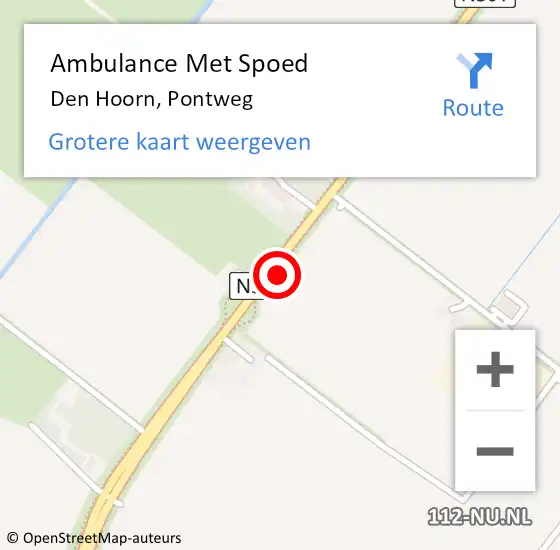 Locatie op kaart van de 112 melding: Ambulance Met Spoed Naar Den Hoorn, Pontweg op 18 juni 2024 14:37