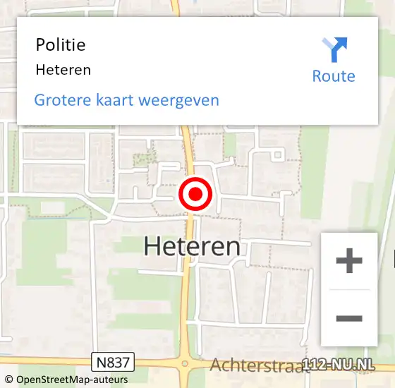 Locatie op kaart van de 112 melding: Politie Heteren op 18 juni 2024 14:41