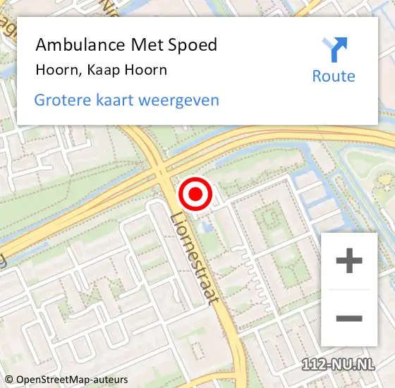 Locatie op kaart van de 112 melding: Ambulance Met Spoed Naar Hoorn, Kaap Hoorn op 18 juni 2024 14:47