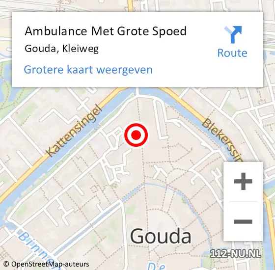 Locatie op kaart van de 112 melding: Ambulance Met Grote Spoed Naar Gouda, Kleiweg op 18 juni 2024 14:47