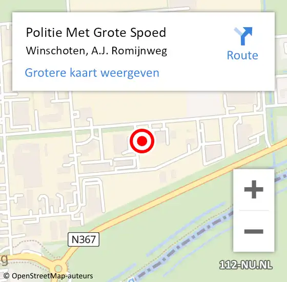 Locatie op kaart van de 112 melding: Politie Met Grote Spoed Naar Winschoten, A.J. Romijnweg op 18 juni 2024 15:06