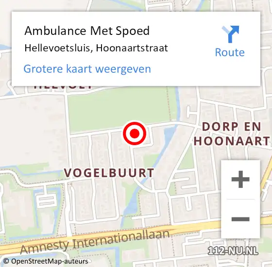 Locatie op kaart van de 112 melding: Ambulance Met Spoed Naar Hellevoetsluis, Hoonaartstraat op 18 juni 2024 15:08