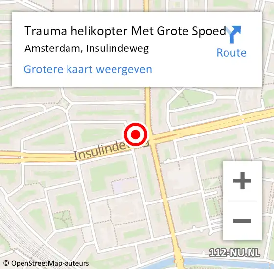 Locatie op kaart van de 112 melding: Trauma helikopter Met Grote Spoed Naar Amsterdam, Insulindeweg op 18 juni 2024 15:17