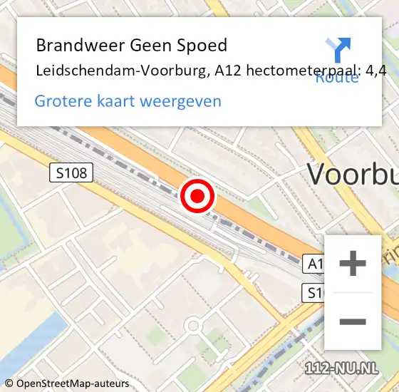 Locatie op kaart van de 112 melding: Brandweer Geen Spoed Naar Leidschendam-Voorburg, A12 hectometerpaal: 4,4 op 18 juni 2024 15:26