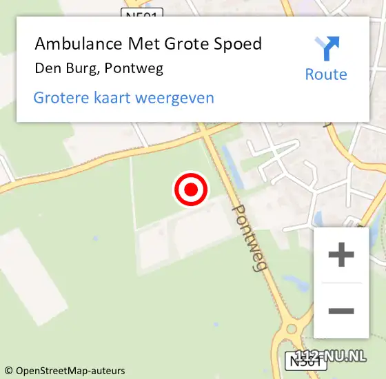 Locatie op kaart van de 112 melding: Ambulance Met Grote Spoed Naar Den Burg, Pontweg op 18 juni 2024 15:31