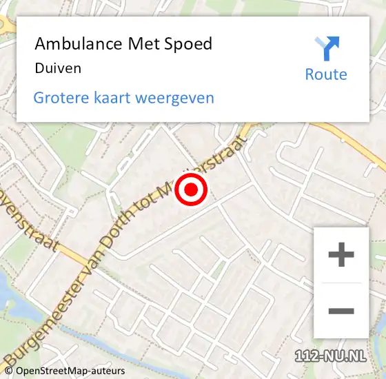 Locatie op kaart van de 112 melding: Ambulance Met Spoed Naar Duiven op 18 juni 2024 15:40