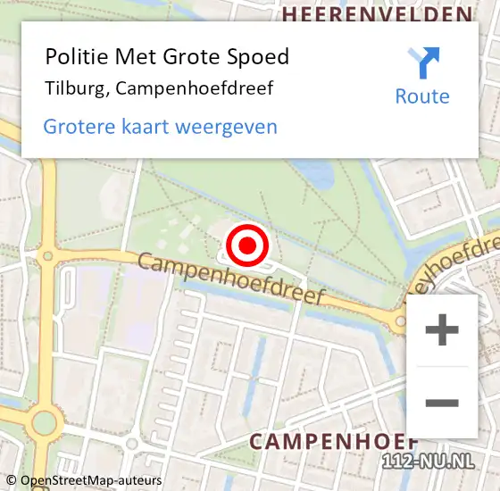 Locatie op kaart van de 112 melding: Politie Met Grote Spoed Naar Tilburg, Campenhoefdreef op 18 juni 2024 15:57