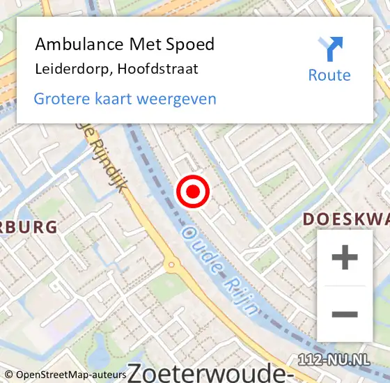 Locatie op kaart van de 112 melding: Ambulance Met Spoed Naar Leiderdorp, Hoofdstraat op 18 juni 2024 16:01