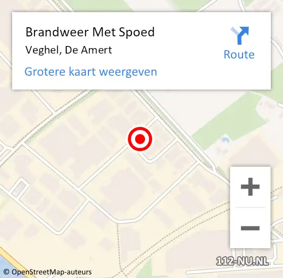 Locatie op kaart van de 112 melding: Brandweer Met Spoed Naar Veghel, De Amert op 18 juni 2024 16:07