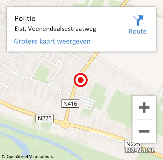 Locatie op kaart van de 112 melding: Politie Elst, Veenendaalsestraatweg op 18 juni 2024 16:07