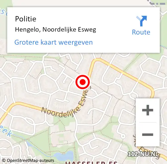 Locatie op kaart van de 112 melding: Politie Hengelo, Noordelijke Esweg op 18 juni 2024 16:09