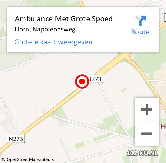 Locatie op kaart van de 112 melding: Ambulance Met Grote Spoed Naar Horn, Napoleonsweg op 18 juni 2024 16:19