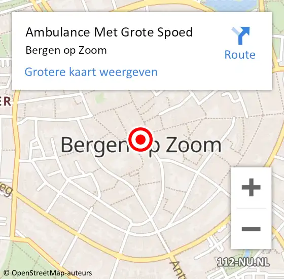 Locatie op kaart van de 112 melding: Ambulance Met Grote Spoed Naar Bergen op Zoom op 18 juni 2024 16:28