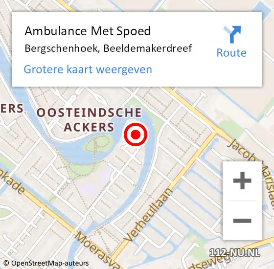 Locatie op kaart van de 112 melding: Ambulance Met Spoed Naar Bergschenhoek, Beeldemakerdreef op 18 juni 2024 16:34