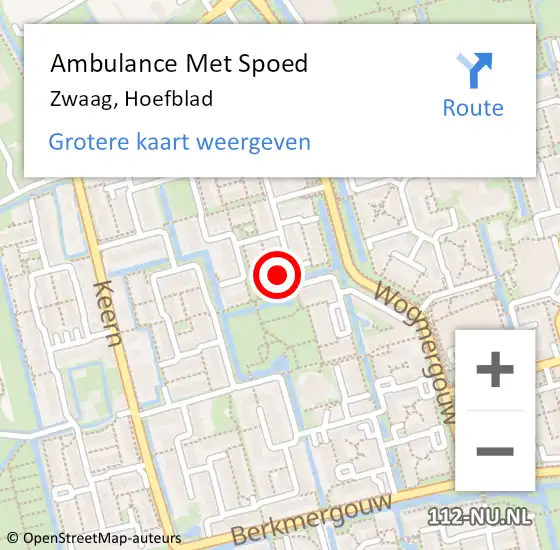 Locatie op kaart van de 112 melding: Ambulance Met Spoed Naar Zwaag, Hoefblad op 18 juni 2024 16:36