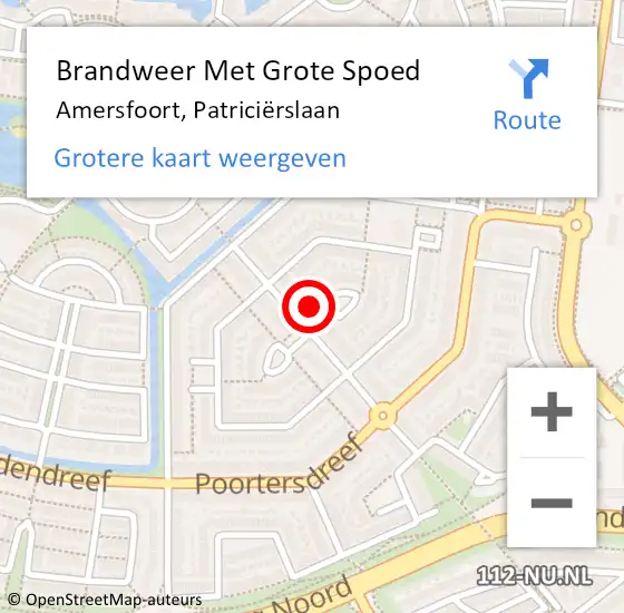 Locatie op kaart van de 112 melding: Brandweer Met Grote Spoed Naar Amersfoort, Patriciërslaan op 18 juni 2024 16:48