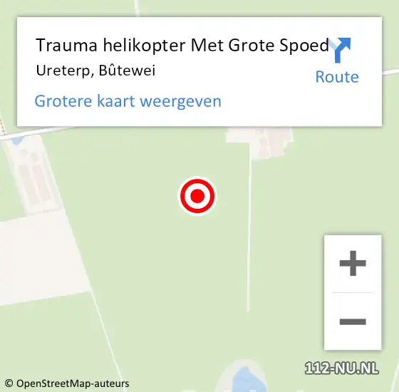 Locatie op kaart van de 112 melding: Trauma helikopter Met Grote Spoed Naar Ureterp, Bûtewei op 18 juni 2024 16:48