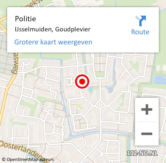 Locatie op kaart van de 112 melding: Politie IJsselmuiden, Goudplevier op 18 juni 2024 17:00