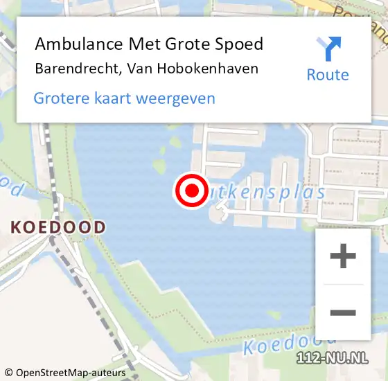 Locatie op kaart van de 112 melding: Ambulance Met Grote Spoed Naar Barendrecht, Van Hobokenhaven op 18 juni 2024 17:05