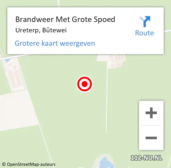 Locatie op kaart van de 112 melding: Brandweer Met Grote Spoed Naar Ureterp, Bûtewei op 18 juni 2024 17:07