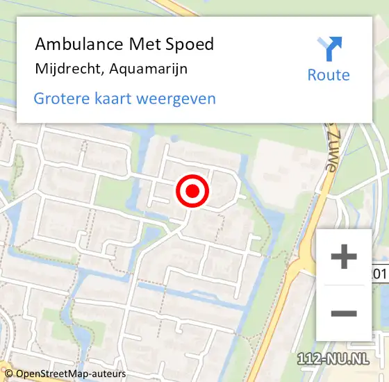 Locatie op kaart van de 112 melding: Ambulance Met Spoed Naar Mijdrecht, Aquamarijn op 18 juni 2024 17:18