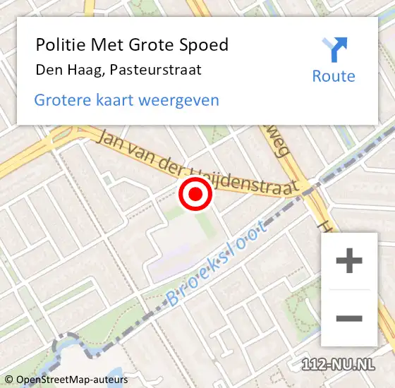 Locatie op kaart van de 112 melding: Politie Met Grote Spoed Naar Den Haag, Pasteurstraat op 18 juni 2024 17:21