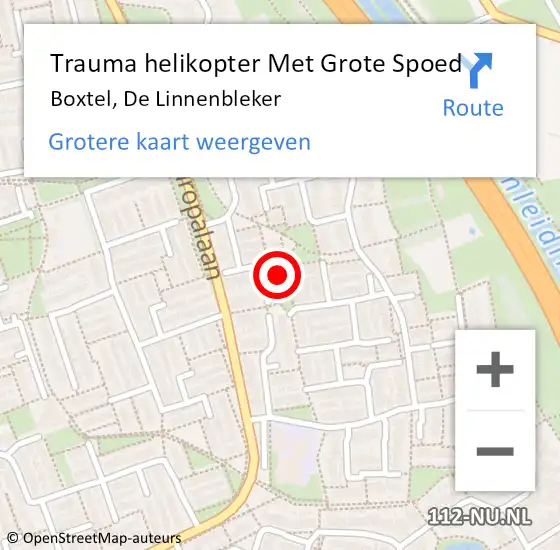 Locatie op kaart van de 112 melding: Trauma helikopter Met Grote Spoed Naar Boxtel, De Linnenbleker op 18 juni 2024 17:27