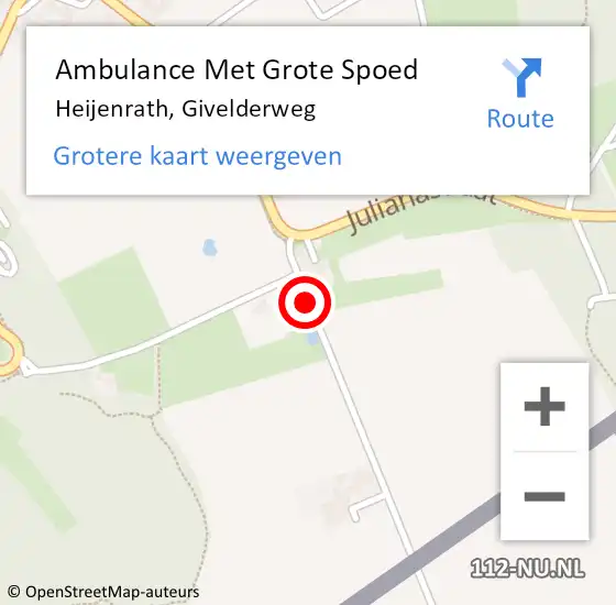 Locatie op kaart van de 112 melding: Ambulance Met Grote Spoed Naar Heijenrath, Givelderweg op 9 oktober 2014 21:58