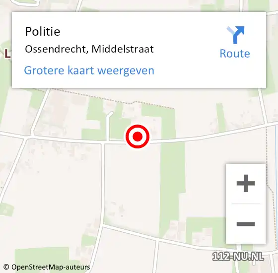 Locatie op kaart van de 112 melding: Politie Ossendrecht, Middelstraat op 18 juni 2024 18:11