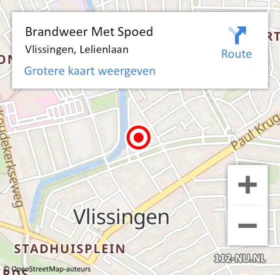 Locatie op kaart van de 112 melding: Brandweer Met Spoed Naar Vlissingen, Lelienlaan op 18 juni 2024 18:15