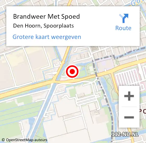 Locatie op kaart van de 112 melding: Brandweer Met Spoed Naar Den Hoorn, Spoorplaats op 18 juni 2024 18:37